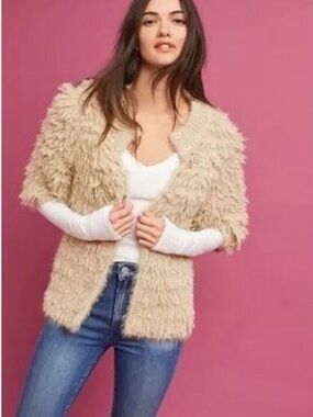 Anthropologie Shaggy Open-Front Cardigan KNITTED & KNOTTED